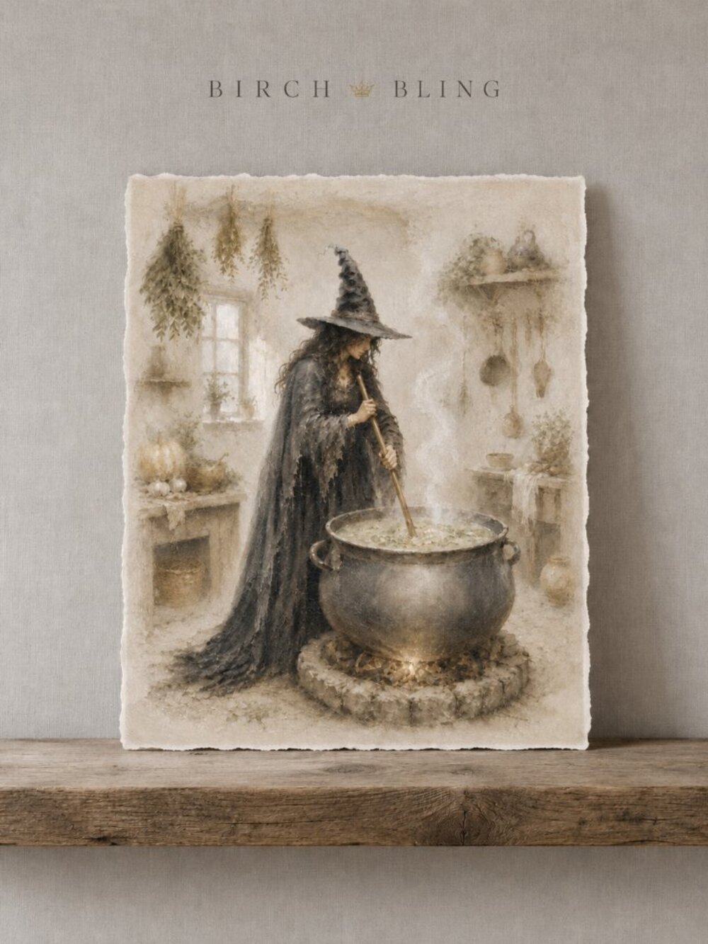 NEW Enchanting Elixir Kitchen Witch Wall Art Herbal Apothecary Vintage Halloween